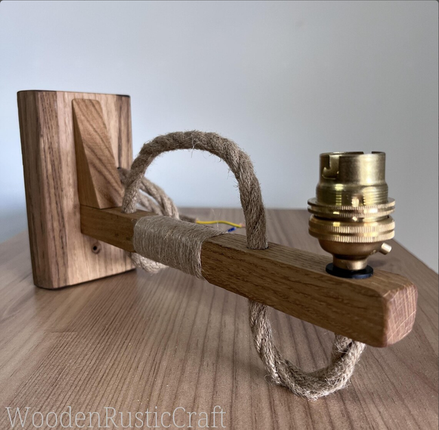 Rustic Wooden Wall Sconce | Oak Wall Lamp