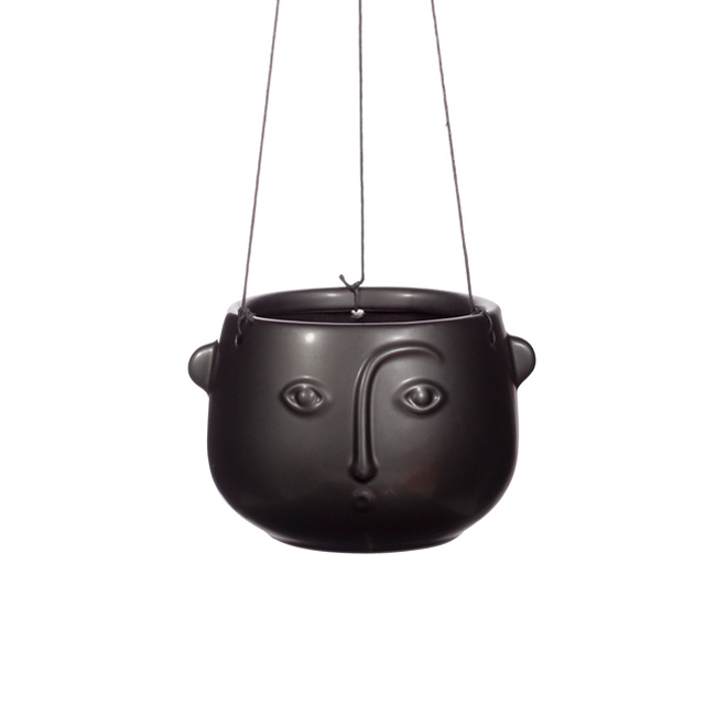 Hanging Planter Matte Black Face