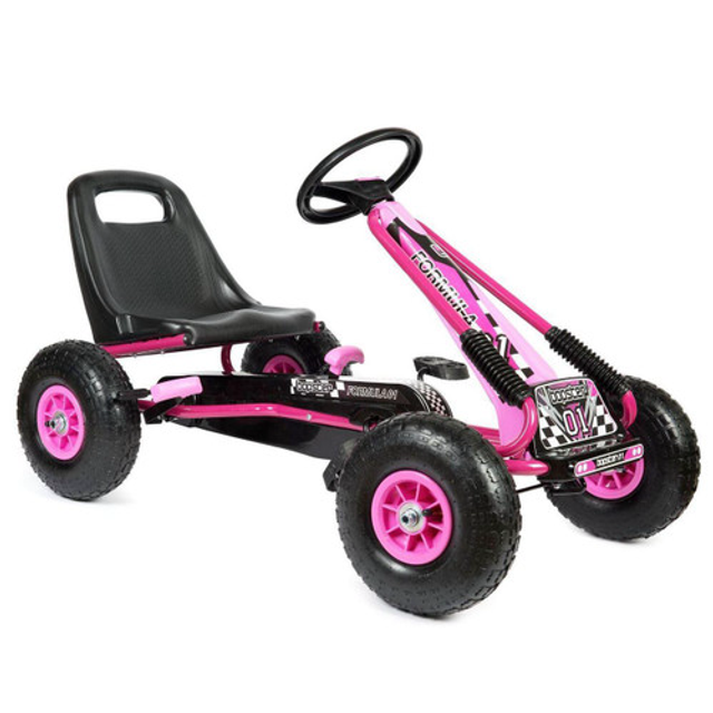 Zoom Rubber Wheel Go Kart (Pink Black)