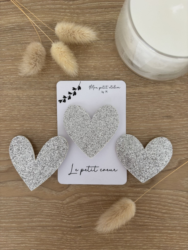 Broche - Coeur argent pailleté  