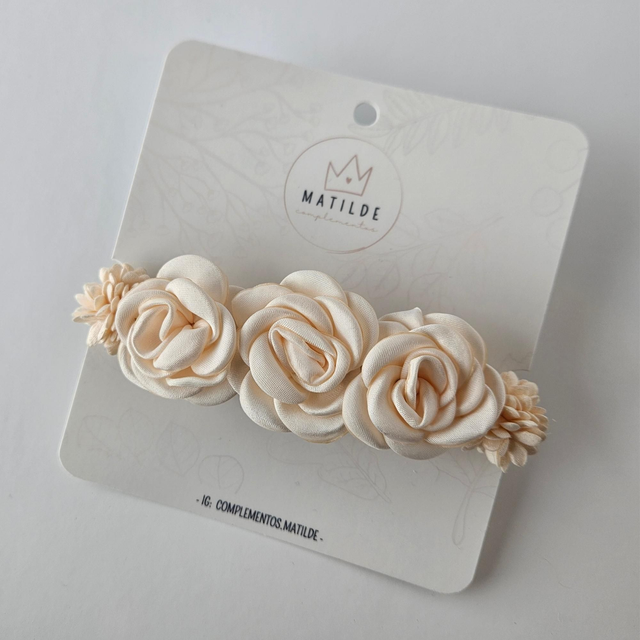 Cintillo Bebe - Beige - Rosas