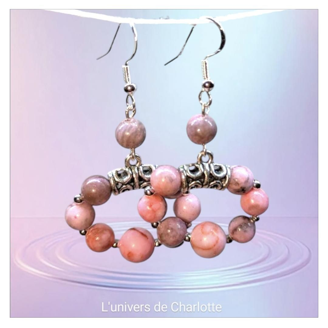 Boucles d&#039;oreilles &quot;Jaspe zébré&quot; BO-041