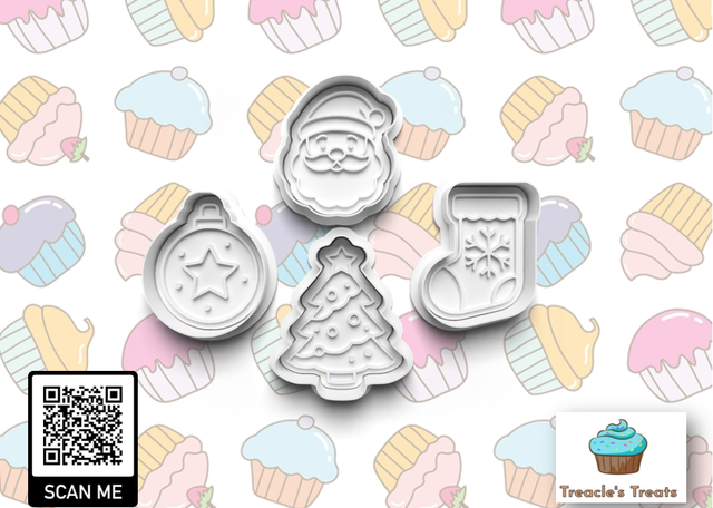 Christmas Fondant/cookie stamps with cutters