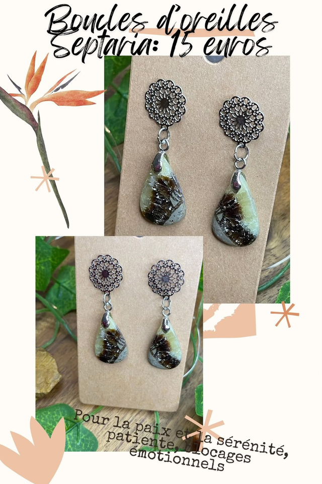 🍂🍁Boucles d'oreilles Septaria