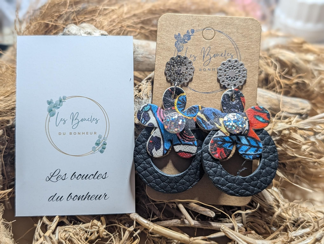 Boucles d'oreilles Baby Marguerite noir bm015