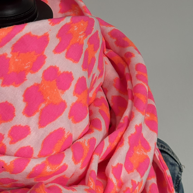 Foulard triangle — Léopard rose fluo