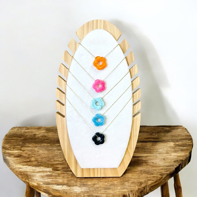 Collier fleur résine 