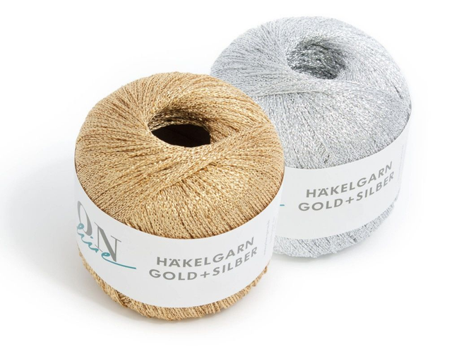 Häkelgarn Gold + Silber Nr. 20