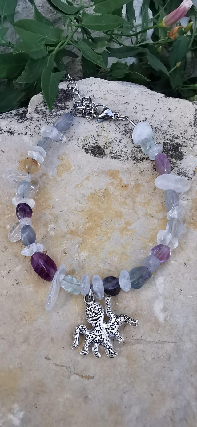 Chaîne de cheville "fille"Fluorite et Quartz