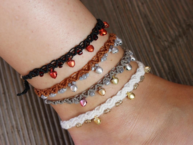 Makramee Fußkettchen Glöckchen