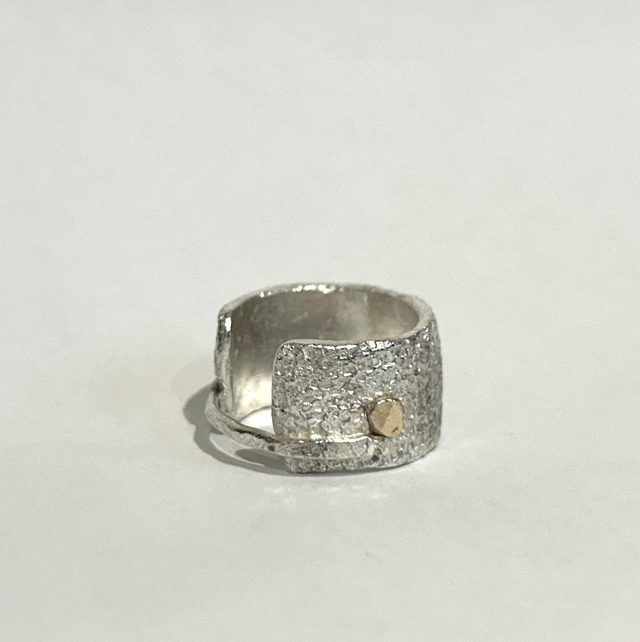 Sterling silver and rose gold ring size N