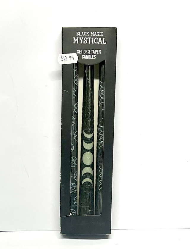 Set of 3 taper Moon design Candles 