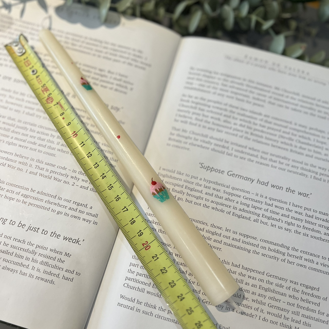 Hand painted bee tapered candle