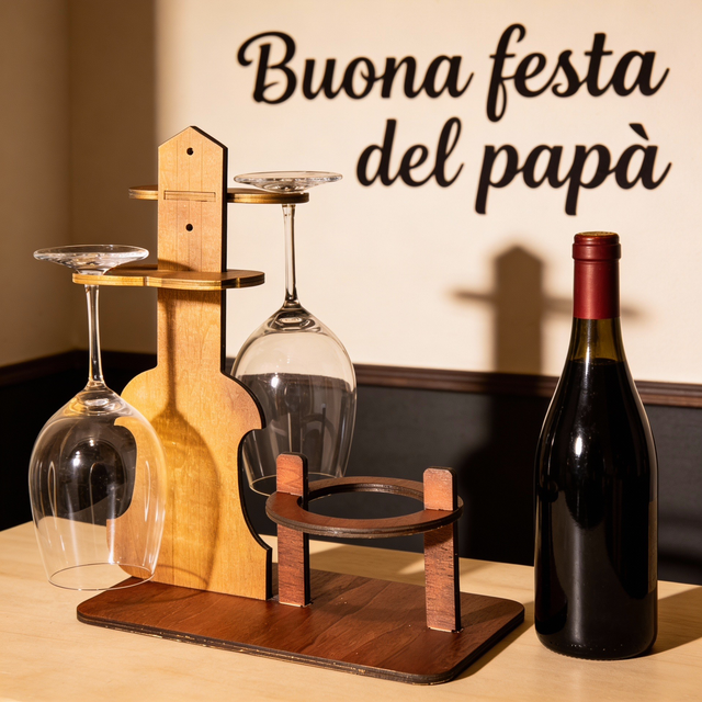 Porta calici e bottiglia vino