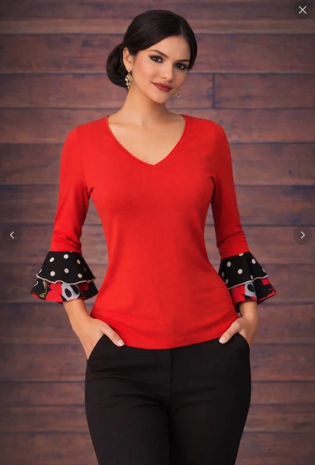 426 Taille S Top Flamenco bohème
