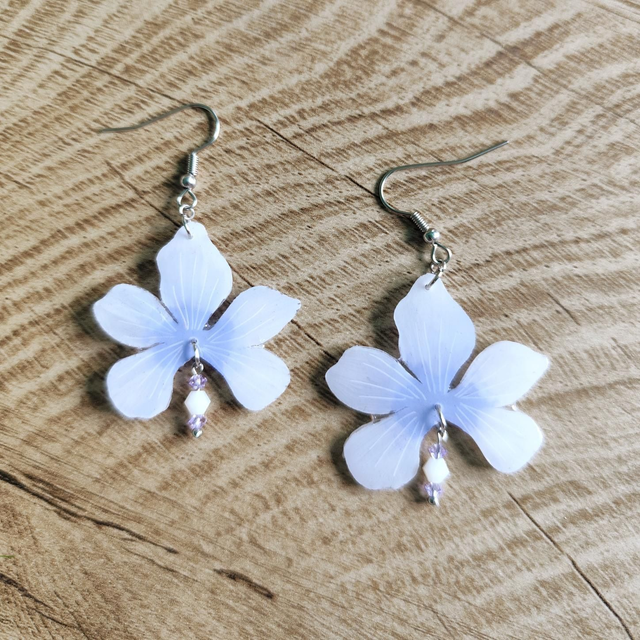 Boucles d'oreilles Cléor blanc et lavande