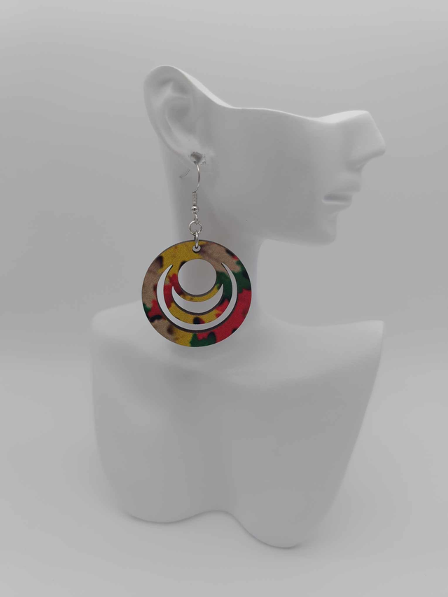 Boucles d&#039;oreilles en bois sublimé  rondes      