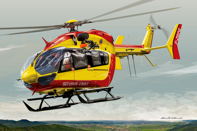 Illustration EC145 - Damien CHARRIT - Peintre de l'Air et de l'Espace