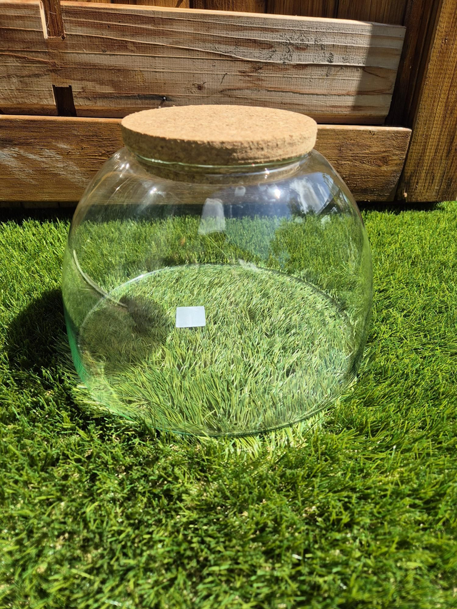 Baratte verre bouchon liège diam 24cm hauteur 14,5cm