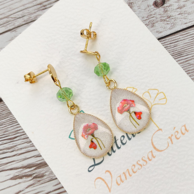 Boucles &quot;Ana&quot; coquelicots