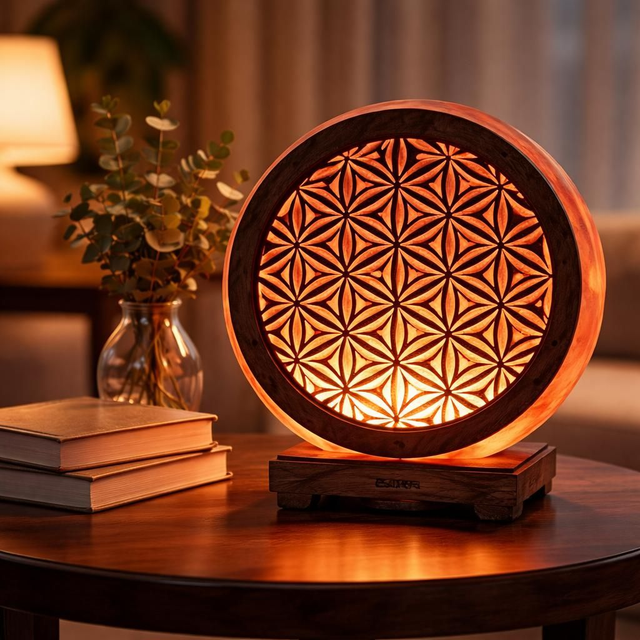 "Fleur de vie" - Lampe de sel d'Himalaya