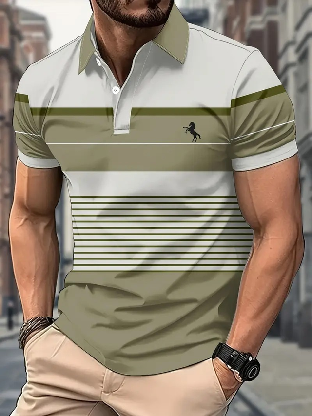 Men's Casual 3D Print Golf Shirt
