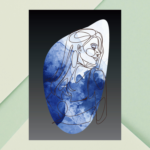 Impression Art Linéaire Féminin Élégant en Bleu - Décor Sophistiqué / Elegant Blue Female Line Art Print - Sophisticated Decor