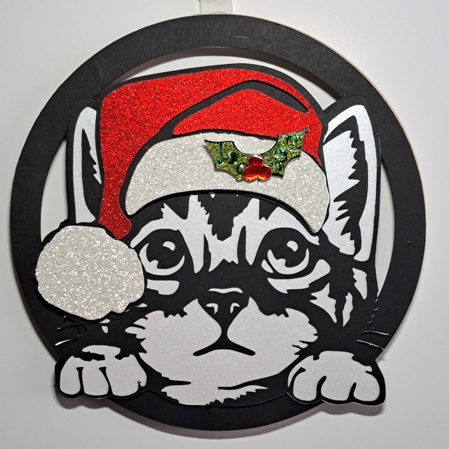 Couronne décorative murale Chat noël