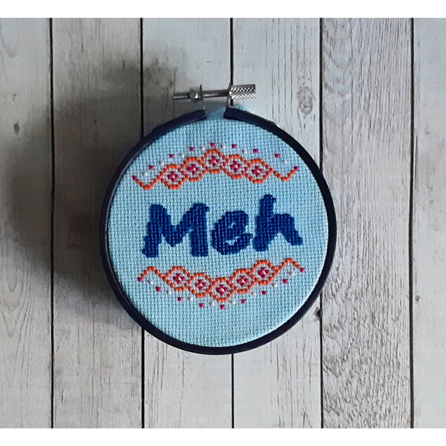 Meh, completed cross stitch home decor