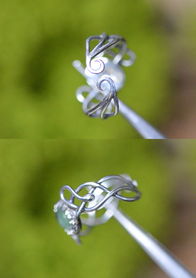 Bague Elfique - Cyanite verte, T51 à 54