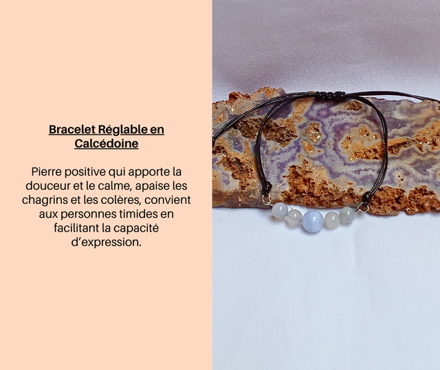 239- Bracelet réglable en Calcédoine bleue