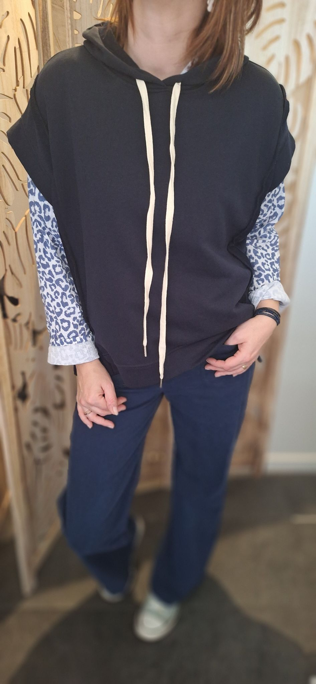 sweat sans manche bleu marine