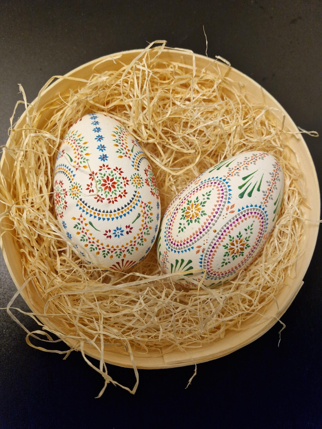 2-er Set Gänseeier Wachs-Bossier-Technik 