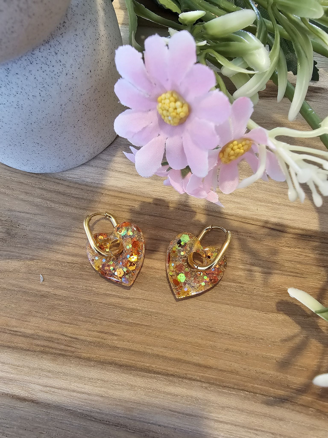 🏵️FLOWER POP MINI COEUR interchangeable paillettes orange🏵️