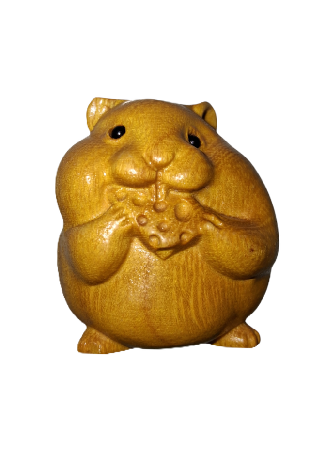Echtholzfigur Maus handgeschnitzt