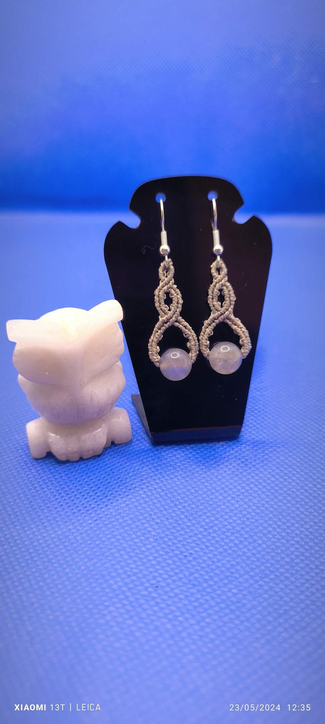 Boucle d'oreille grise labradorite 