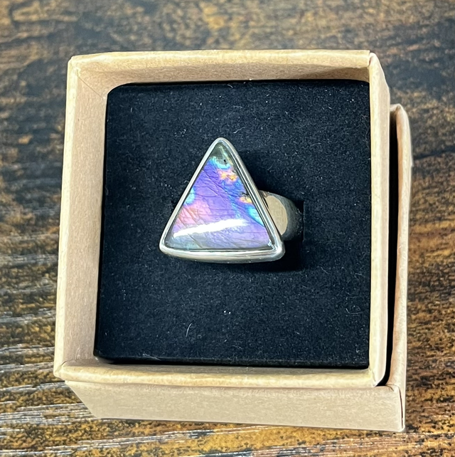Bague en argent et Labradorite Violette - Taille 55 