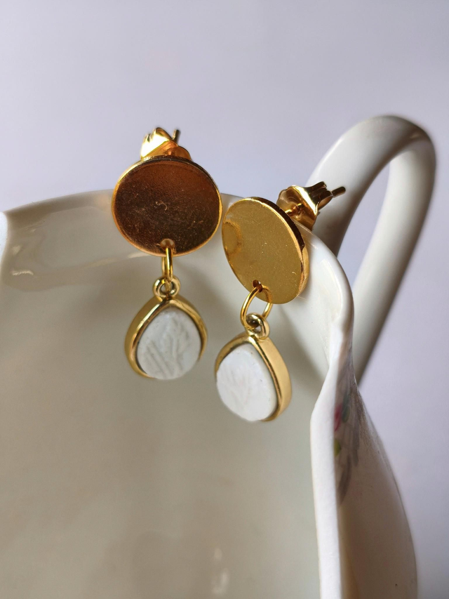 Boucles d&#039;oreilles pendantes - porcelaine allemande - KPM Berlin - no.1