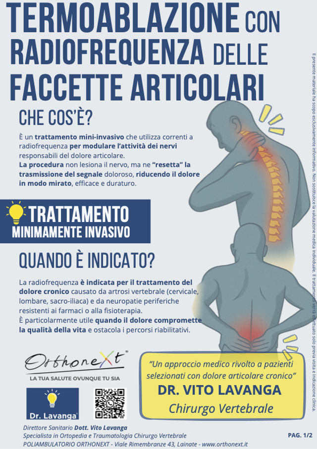 Radiofrequenza pulsata e/o continua lombare e cervicale