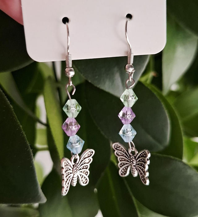 Butterfly charm drop earrings