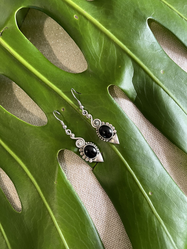 Boucle d'Oreilles Tourmaline Noire sur Argent 925
