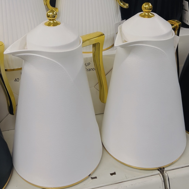 Thermos blanc/doré par 2 (lisses) - LUXURY