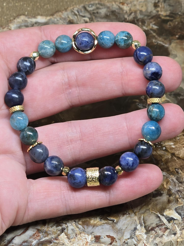 Bracelet Apatite et Sodalite en 0,8 cm 