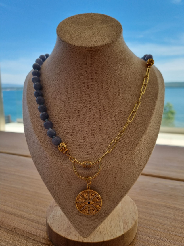 Kette Azzurro, handgeknotet