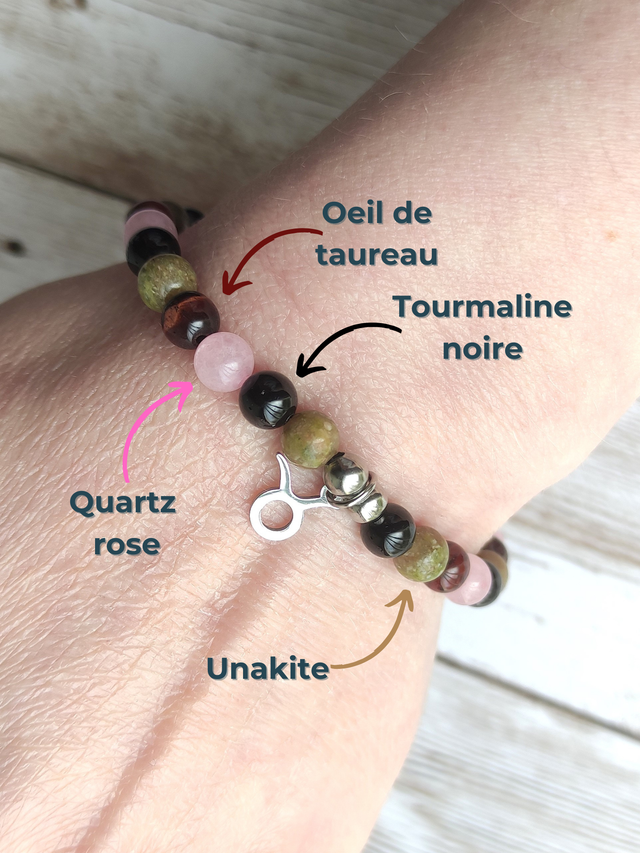 Bracelet lithothérapie &quot;Taureau&quot;