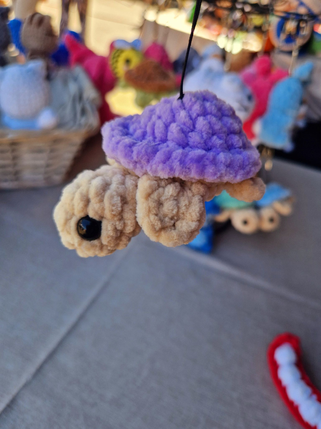 Porte Clés Tortue Mauve &amp; Beige