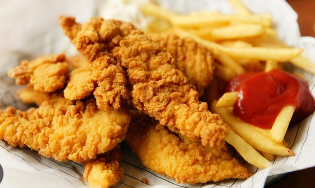 Chicken goujons(5) with chips 