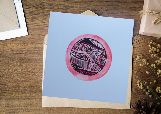 Carte sphère rouge-fushia