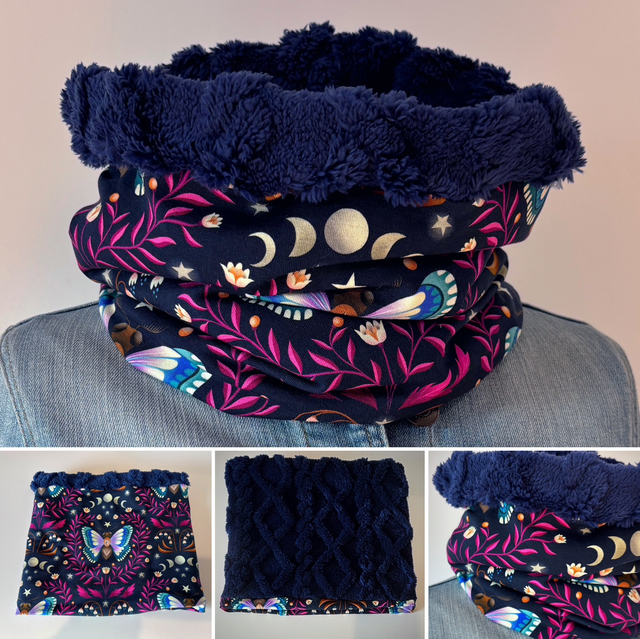 Snood , tour de cou Adulte ou Enfant Butterfly bleu