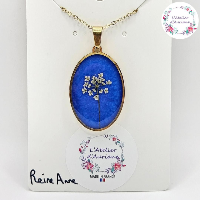 Collier "Reine Anne bleu" doré